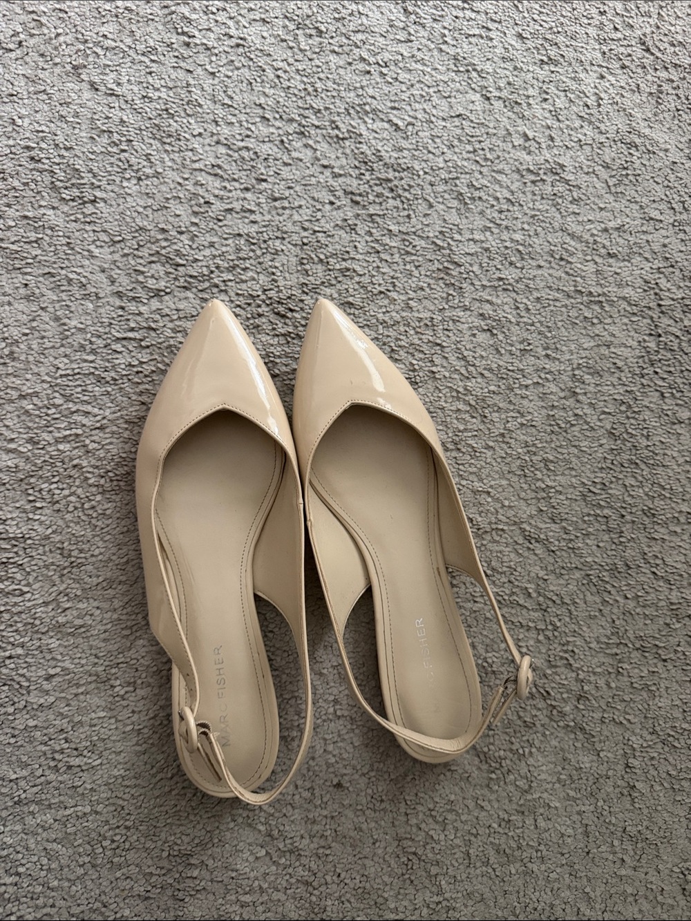 Marc Fisher Nude Patent Pointed Slingback Flats